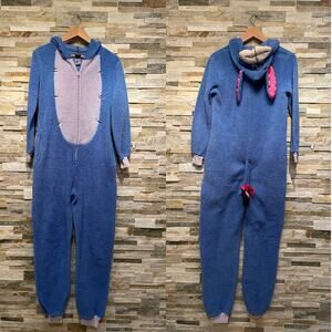 Disney Eeyore Fleece One Piece Pajamas XS | 3D Face Cozy Hood Plush Tail Costume